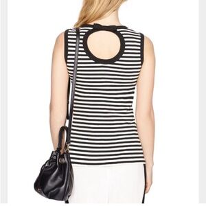 Kate Spade Black White Stripe Bow Keyhole Back Tank Top Size M